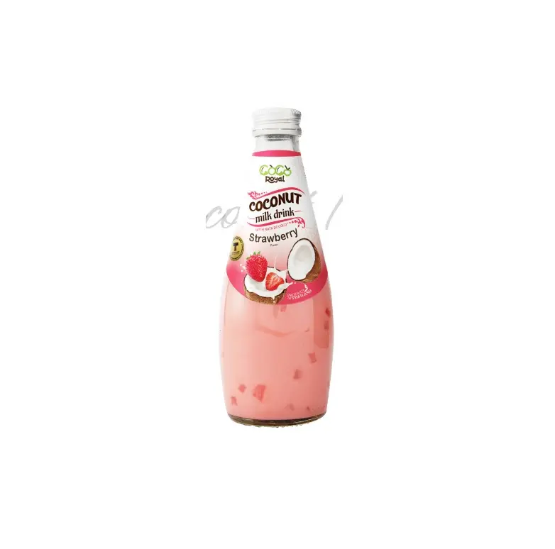 Royal Plus Coconut Milk With Nata de Coco Strawberry Flavor Bottle 290ml